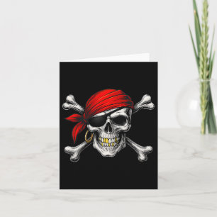 Pirate Jolly Roger Flag And Skull Crossbones Hallo Card