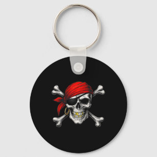 Pirate Jolly Roger Flag And Skull Crossbones Hallo Keychain