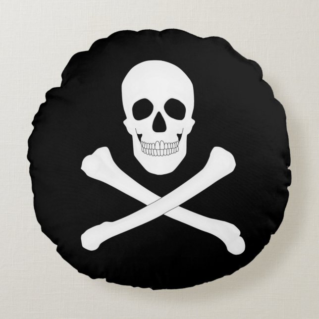 Pirate (Jolly Roger) Flag Round Pillow (Front)