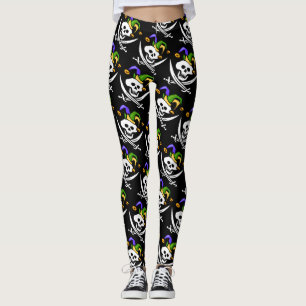 Pirate, Jolly Roger, Mardi Gras style, Leggings