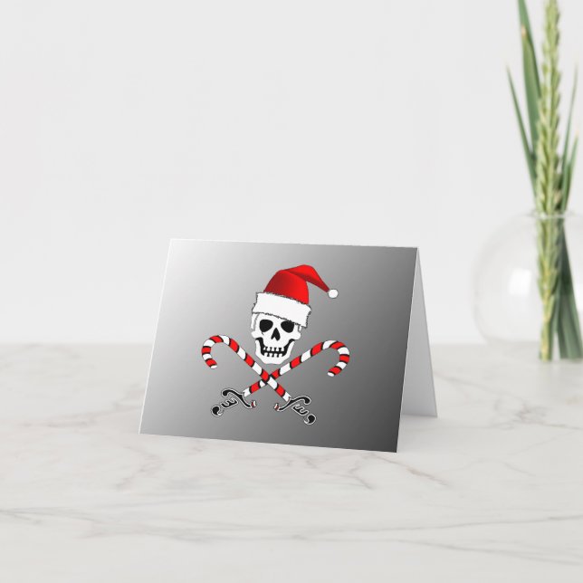 Pirate Jolly Roger Santa Christmas Card 2 (Front)