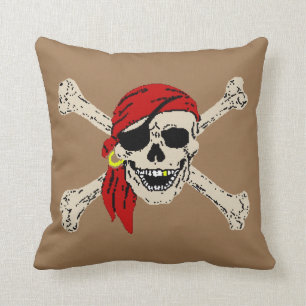 Pirate Jolly Roger Skull Throw Pillow