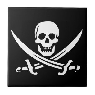 Pirate Jolly Roger Skull Tile
