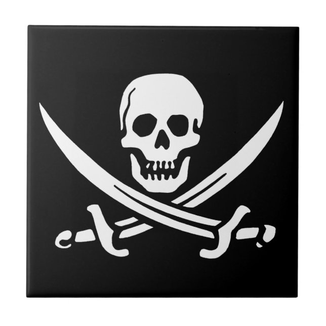 Pirate Jolly Roger Skull Tile (Front)