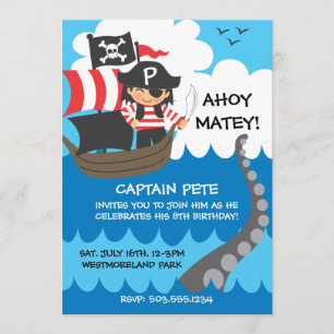Pirate Kid Birthday Invitations