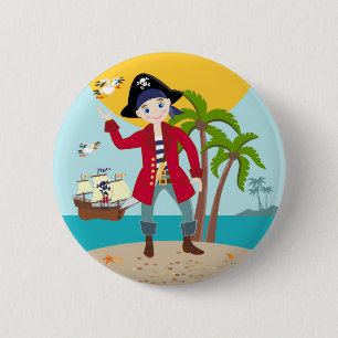 Pirate kid birthday party 2 inch round button