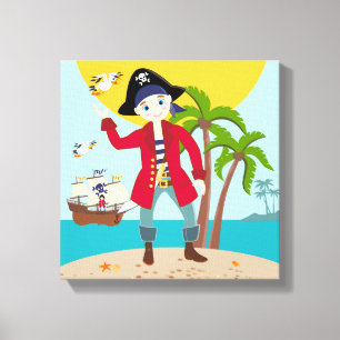Pirate kid birthday party canvas print