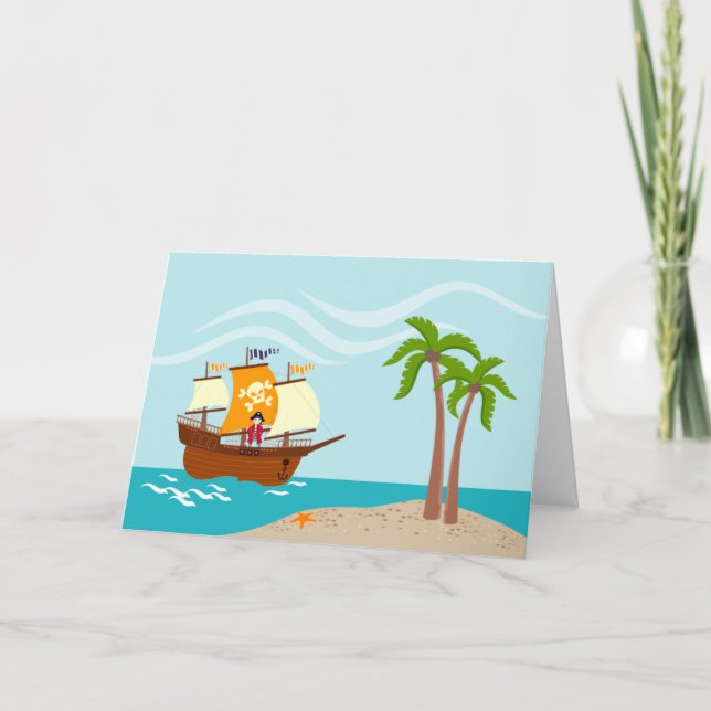 Pirate kid birthday party card (Front)