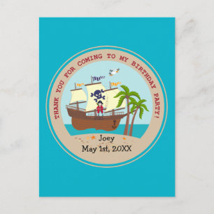 Pirate kid birthday party invitation postcard
