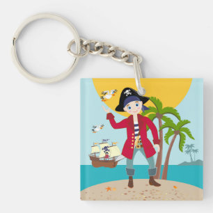 Pirate kid birthday party keychain