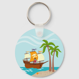 Pirate kid birthday party keychain