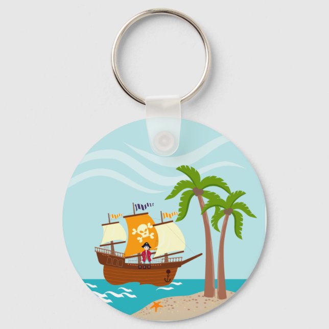 Pirate kid birthday party keychain (Front)