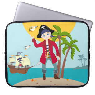 Pirate kid birthday party laptop sleeve