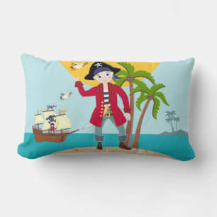 Pirate kid birthday party lumbar pillow
