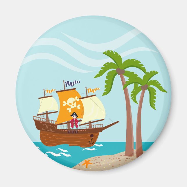 Pirate kid birthday party magnet (Front)