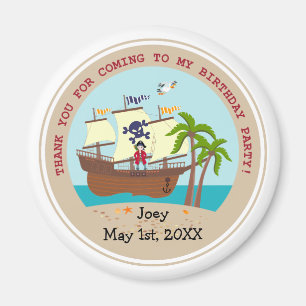 Pirate kid birthday party magnet