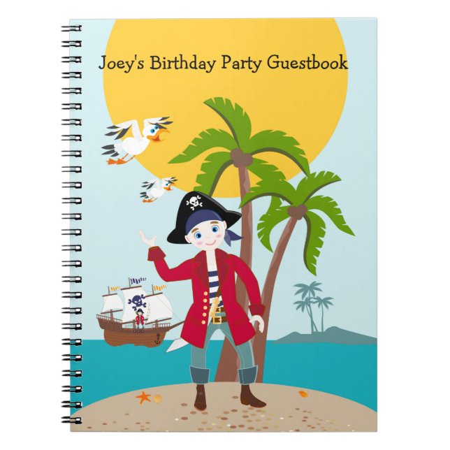 Pirate kid birthday party notebook (Front)