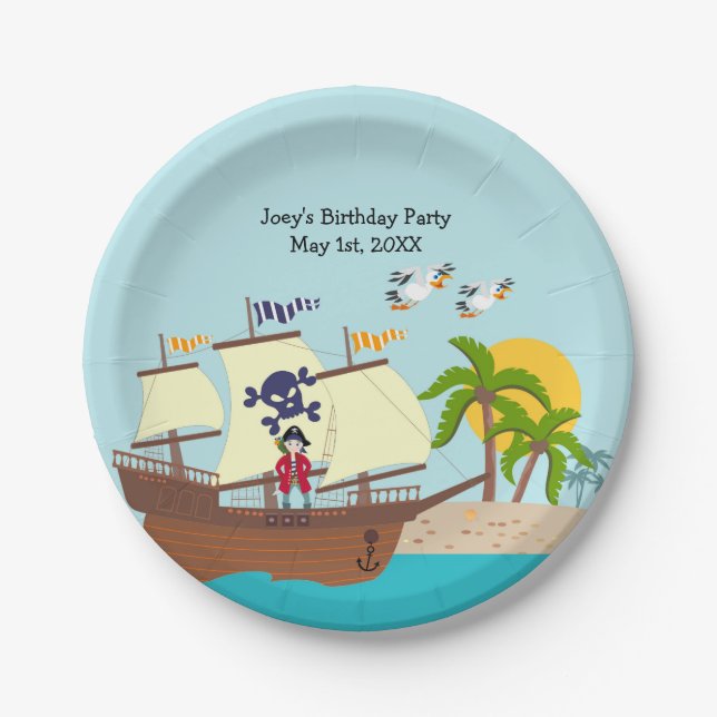 Pirate kid birthday party paper plate (Front)