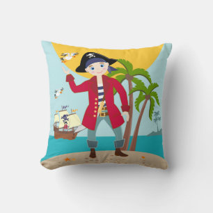 Pirate kid birthday party throw pillow
