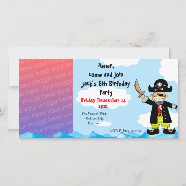 Pirate Kid Birthday Photo Invite Template (Front)