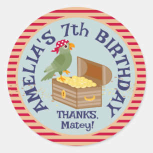 Pirate Kids Birthday Party Classic Round Sticker
