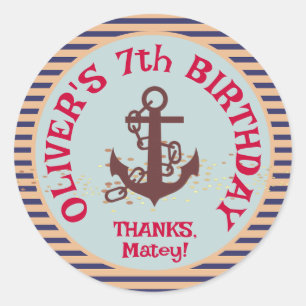 Pirate Kids Birthday Party Classic Round Sticker