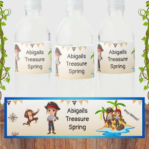 Pirate Kids Birthday Water Bottle Label