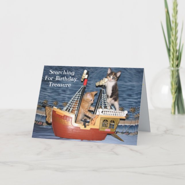 Pirate Kittens Personalized Birthday Card (Front)