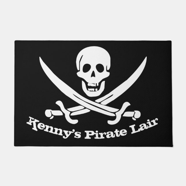 Pirate Lair Personalized Skull and Cutlasses Doormat (Front)