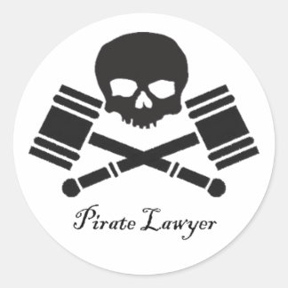 Pirate Lawyer Round Sticker