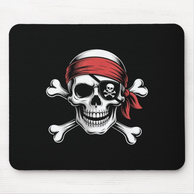 Pirate Lazy Skull Bandana Halloween Costume Men Bo Mouse Pad (Front)