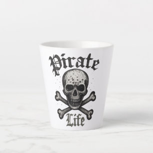 Pirate Life Skull & Crossbones Grunge Design Latte Mug