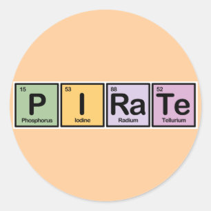 Pirate made of Elements Classic Round Sticker