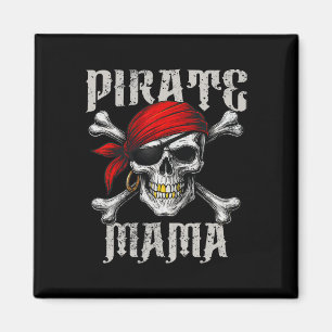 Pirate Mama Jolly Roger Flag And Skull Crossbones  Magnet