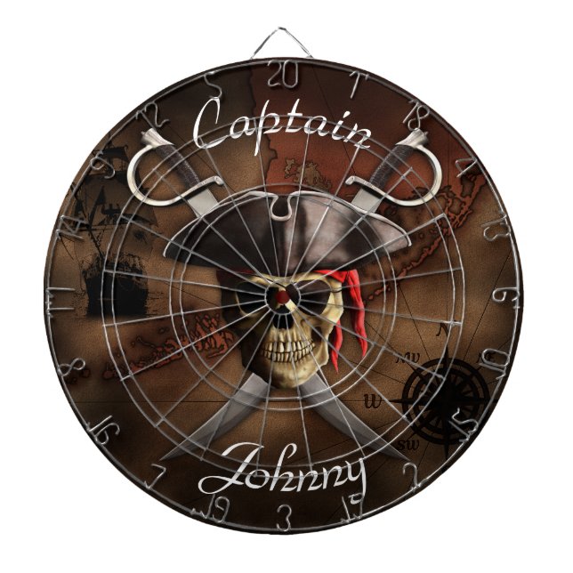Pirate Map Custom Dartboard (Front)