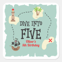 Pirate Map Dive into Five 5th Birthday