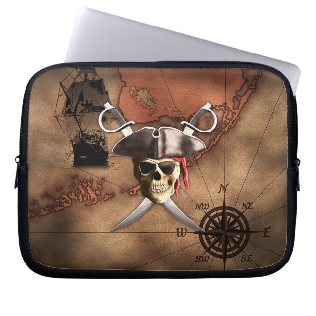 Pirate Map Laptop Sleeve (Front)