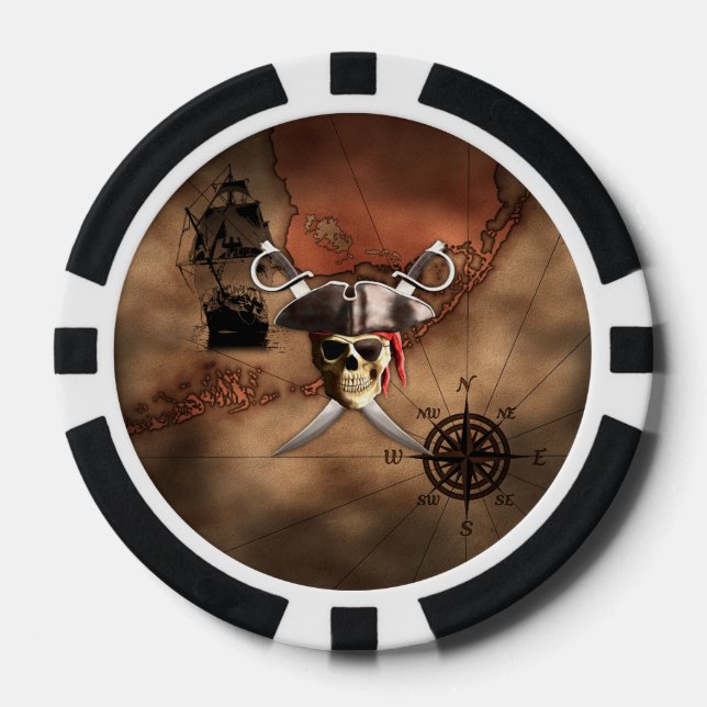 Pirate Map Poker Chips (Front)
