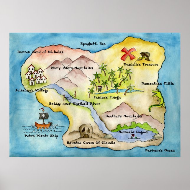 Pirate Map Print - Large Canvas (Front)