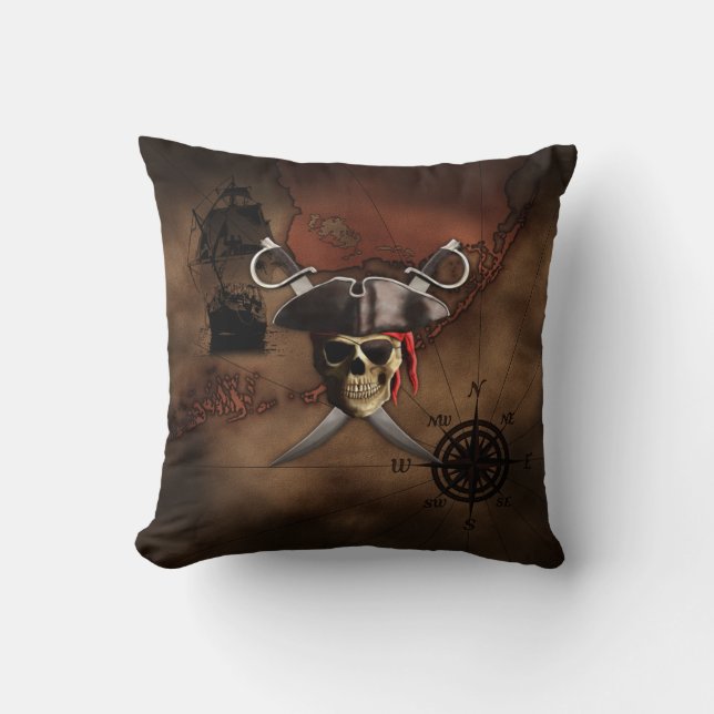 Pirate Map Throw Pillow (Front)