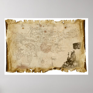 Pirate map to reasure island  poster