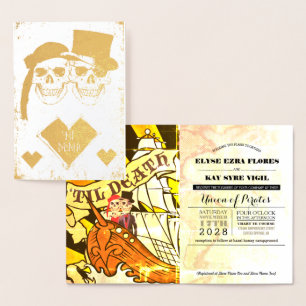 Pirate Mariage Gold Foil Passeport Carte Foil