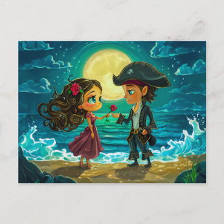 Pirate Marries His Bride on the Beach Postcard