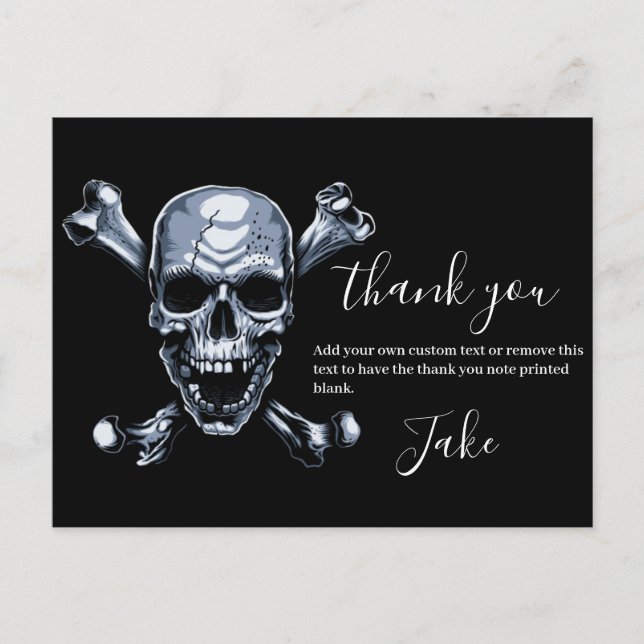 Pirate Merci crâne et os carte postale (Devant)