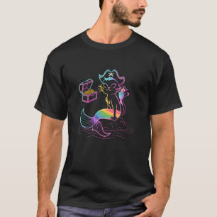 Pirate Mermaid Cats Lover Men Women Kids Kitten Pe T-Shirt