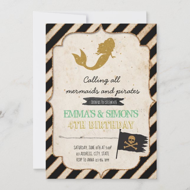 Pirate Mermaid Invitation (Front)