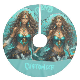 Pirate Mermaid Lady Thunder_Cove Brushed Polyester Tree Skirt