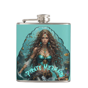 Pirate Mermaid Lady Thunder_Cove Hip Flask