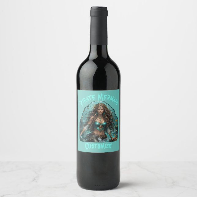 Pirate Mermaid Lady Thunder_Cove Wine Label (Front)