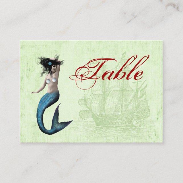 Pirate Mermaid Table Number Cards (Front)